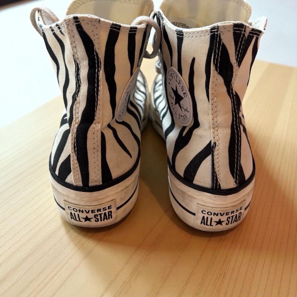 CUSTOM Converse Chuck Taylor Zebra Hi-Tops Women’s Size 8.5/Mens 6.5 - Picture 5 of 14
